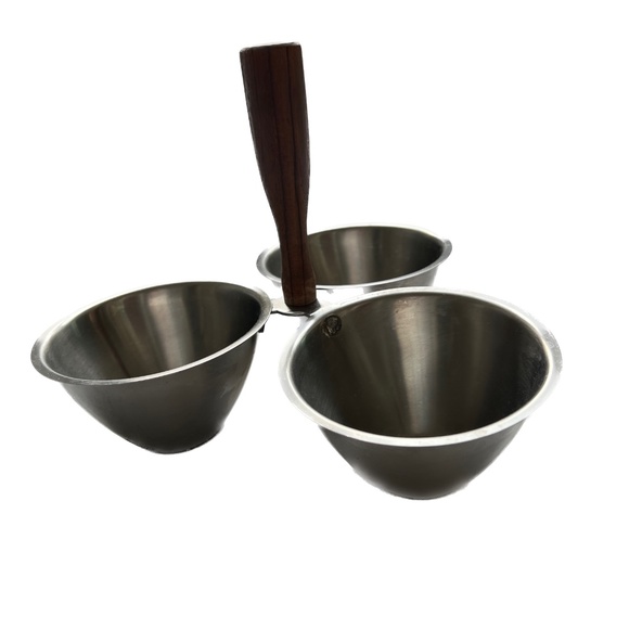 EATON HADDON HALL Mid Century Modern 3 Condiment Server Caddy Stainless Japan - Picture 1 of 6